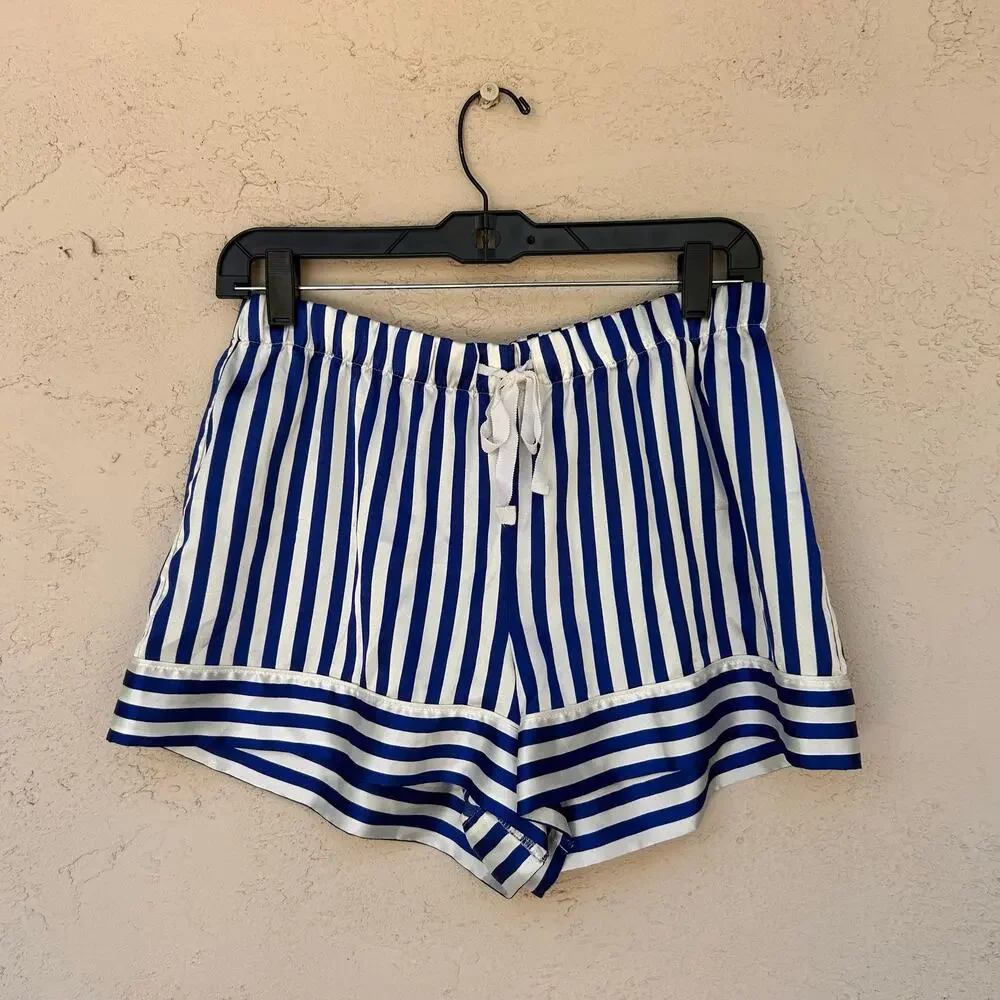 Victoria’s Secret Blue White Striped Satin Pajama Set Medium